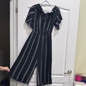 Black and White Striped Jumpsuit